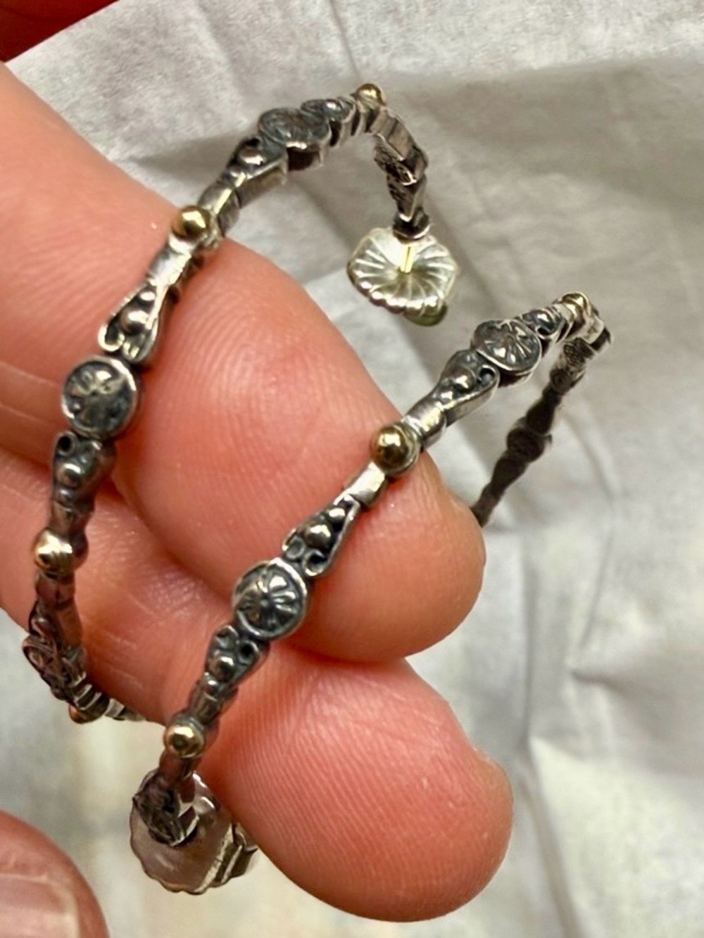 Konstantino Oxidized Silver Textured Hoop Earrings - Silver
